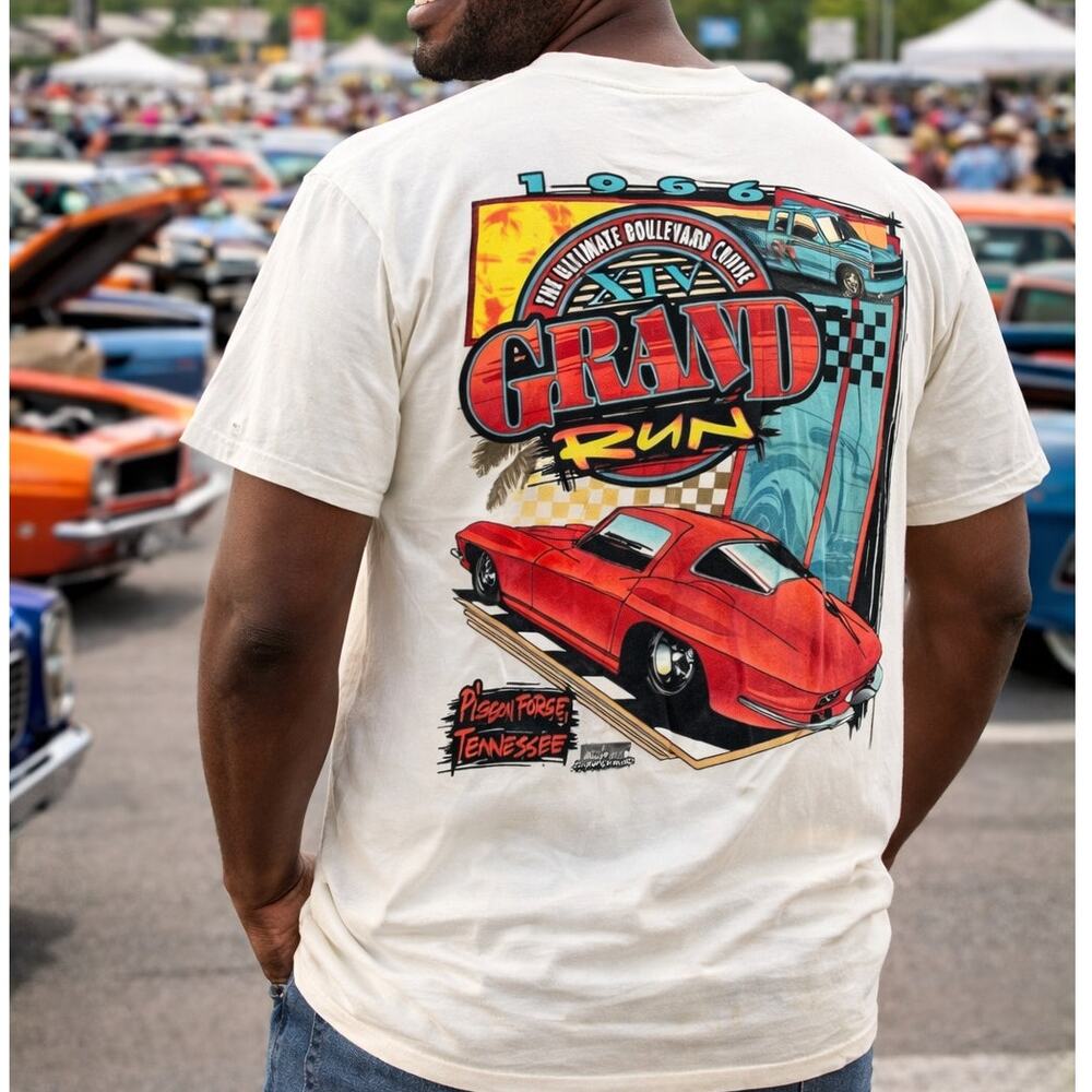 Vintage Grand Run 1996 car show T-shirt made in the USA tee 1996 Large cars